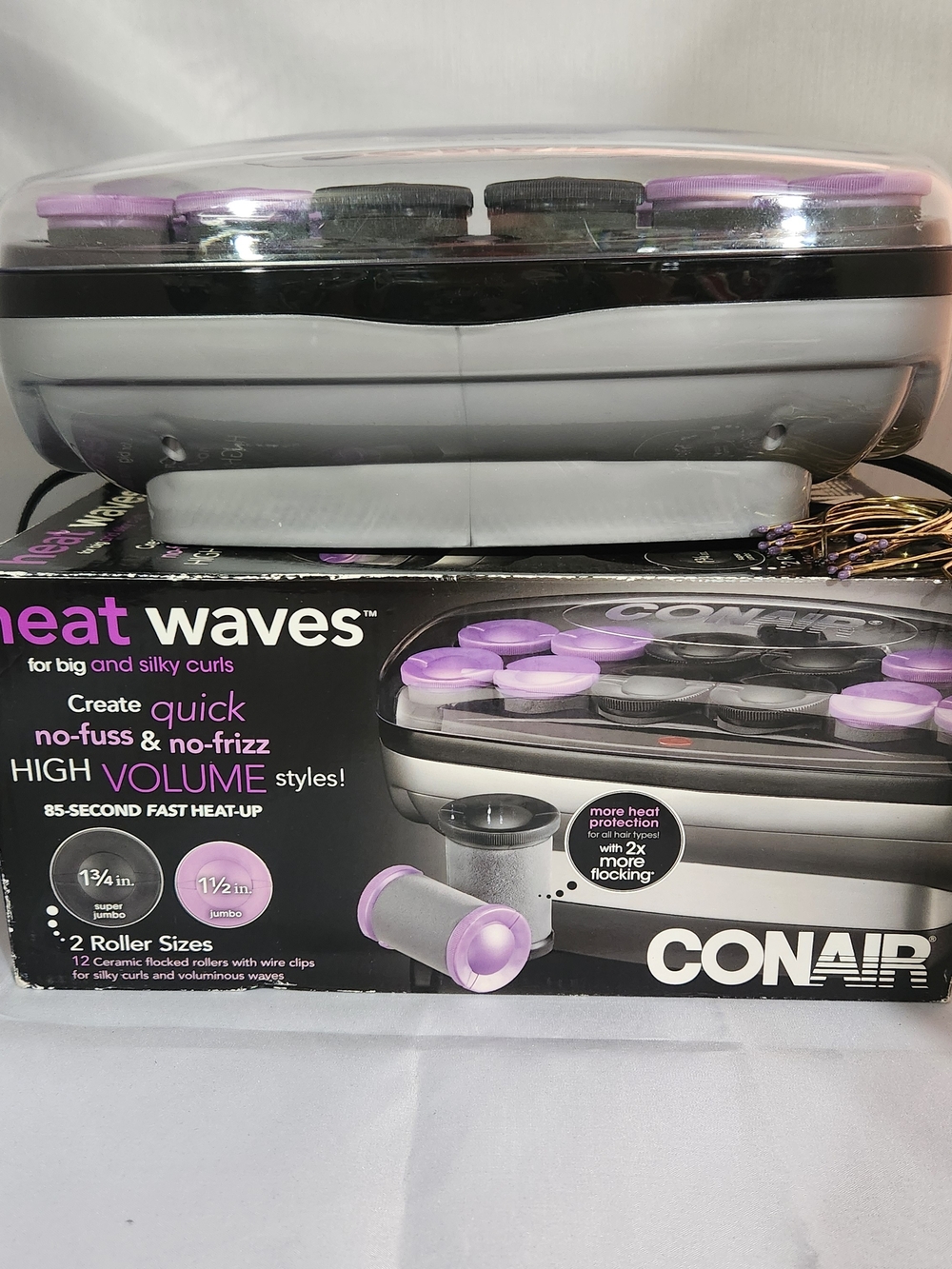 Conair Heat Waves 12-Piece Hot Rollers Set in Purple and Black